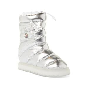 MONCLER Womens Silver Snap Pocket Patch Gaia Round Toe Platform Winter Boots 36